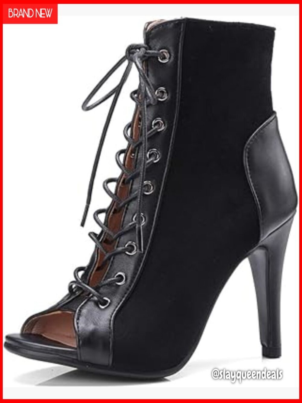 Women's Peep Toe Stiletto Sandals with Lace Up Ankle Booties